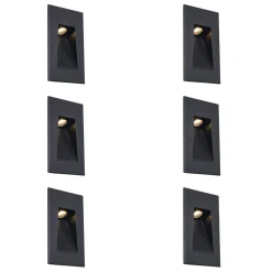 Qazqa Set Van 6 Moderne Inbouw Wandlampen Zwart 7cm Incl. Led Ip65 - Trem