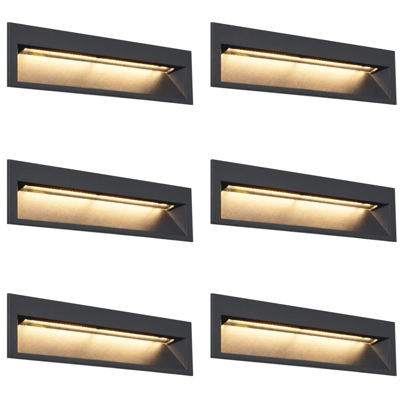 QAZQA Set Van 6 Moderne Inbouw Wandlampen Zwart 28cm Incl. Led Ip65 - Mert