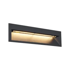 QAZQA Set Van 6 Moderne Inbouw Wandlampen Zwart 28cm Incl. Led Ip65 - Mert