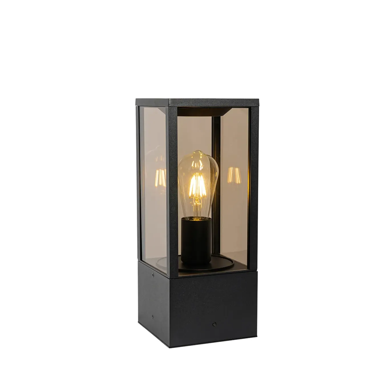 Qazqa Staande Buitenlamp Zwart Met Smoke 40 Cm Ip44 - Charlois