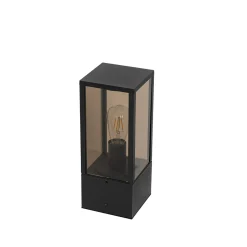 Qazqa Staande Buitenlamp Zwart Met Smoke 40 Cm Ip44 - Charlois
