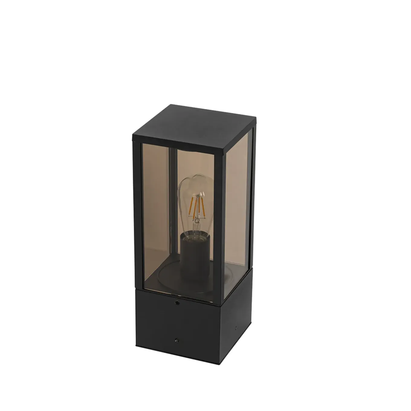 Qazqa Staande Buitenlamp Zwart Met Smoke 40 Cm Ip44 - Charlois