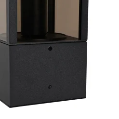 Qazqa Staande Buitenlamp Zwart Met Smoke 40 Cm Ip44 - Charlois