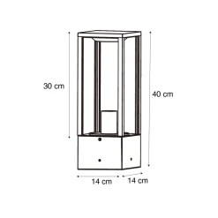 Qazqa Staande Buitenlamp Zwart Met Smoke 40 Cm Ip44 - Charlois
