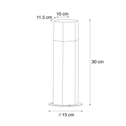 Qazqa Staande Buitenlamp Zwart Met Smoke Kap Zeshoek 30 Cm - Denmark