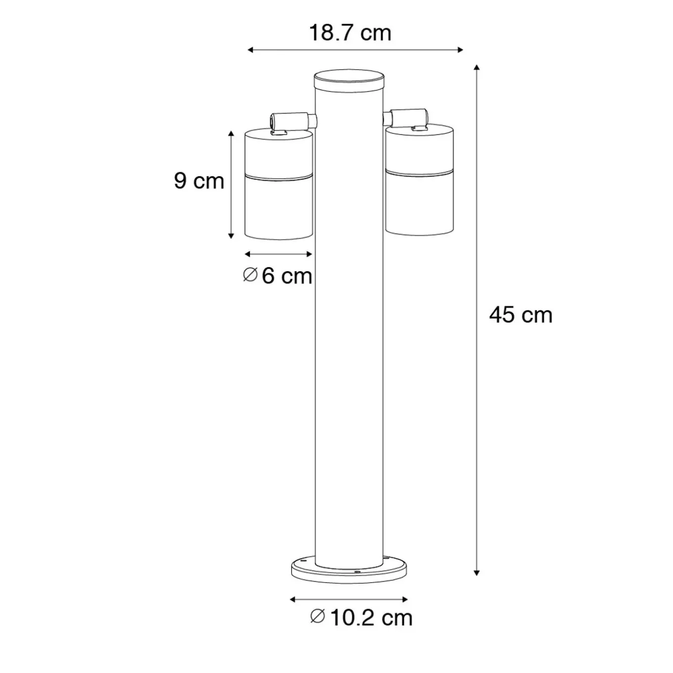 Qazqa Staande Buitenlamp Zwart 45 Cm Ip44 Verstelbaar 2-lichts - Duo