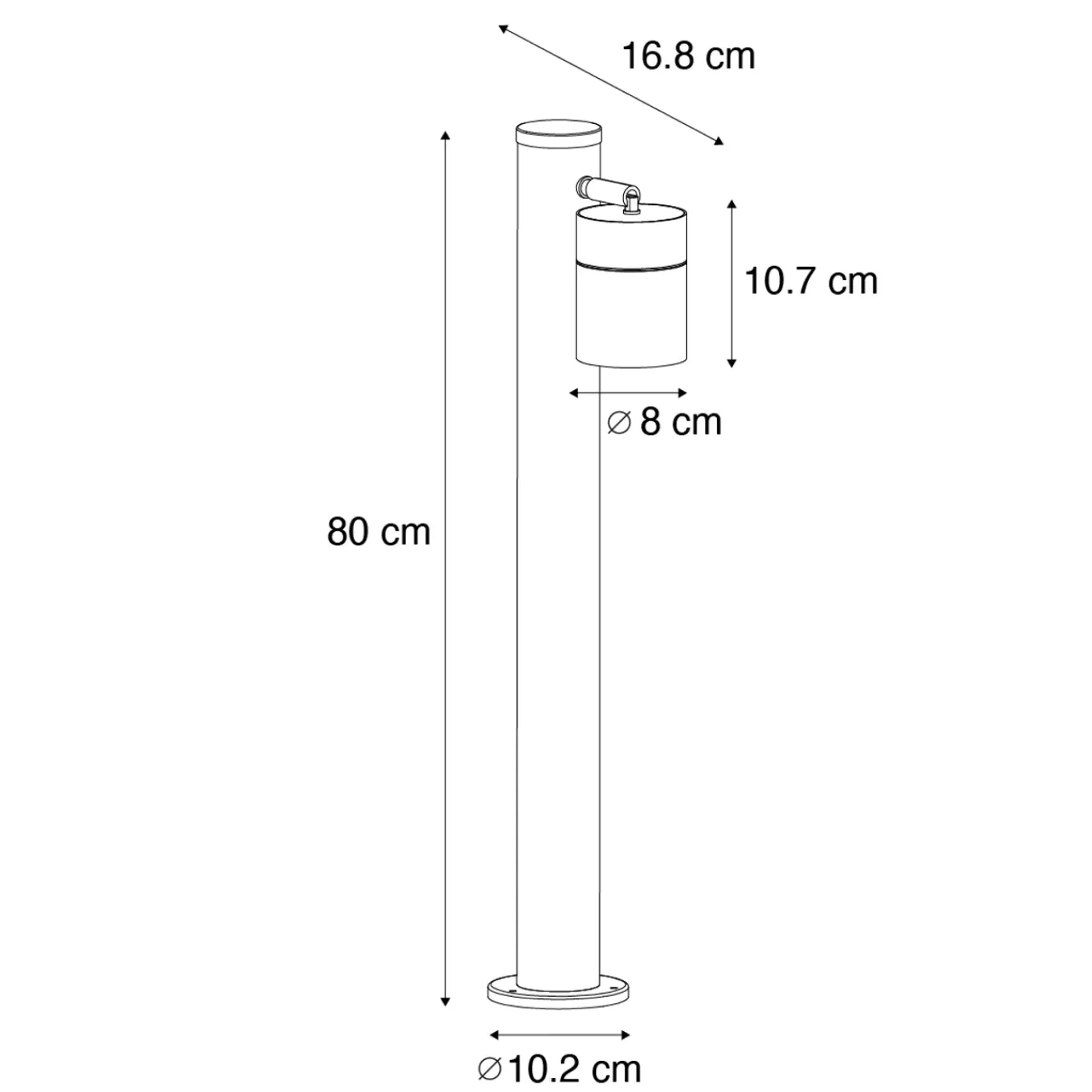 QAZQA Staande Buitenlamp Zwart 80 Cm Ar70 Verstelbaar Ip44 - Solo