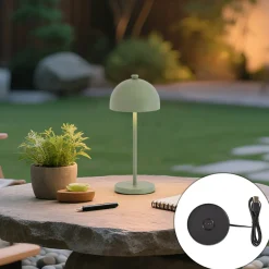 Qazqa Tafellamp Groen Incl. Led Ip54 Oplaadbaar Met Laadstation - Squirrel