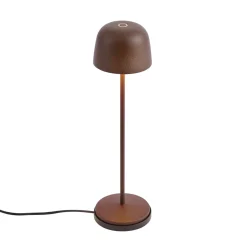 Qazqa Tafellamp Roestbruin Incl. Led Oplaadbaar Met Laadstation Ip65 - Raika