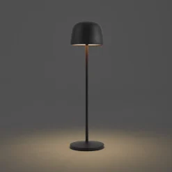 Qazqa Tafellamp Zwart Incl. Led Oplaadbaar Met Laadstation Ip65 - Raika