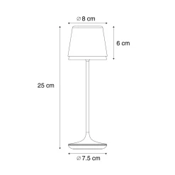 QAZQA Tafellamp Zwart Incl. Led Ip65 Oplaadbaar Met Laadstation - Treble