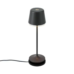QAZQA Tafellamp Zwart Incl. Led Ip65 Oplaadbaar Met Laadstation - Treble