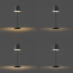 QAZQA Tafellamp Zwart Incl. Led Ip65 Oplaadbaar Met Laadstation - Treble