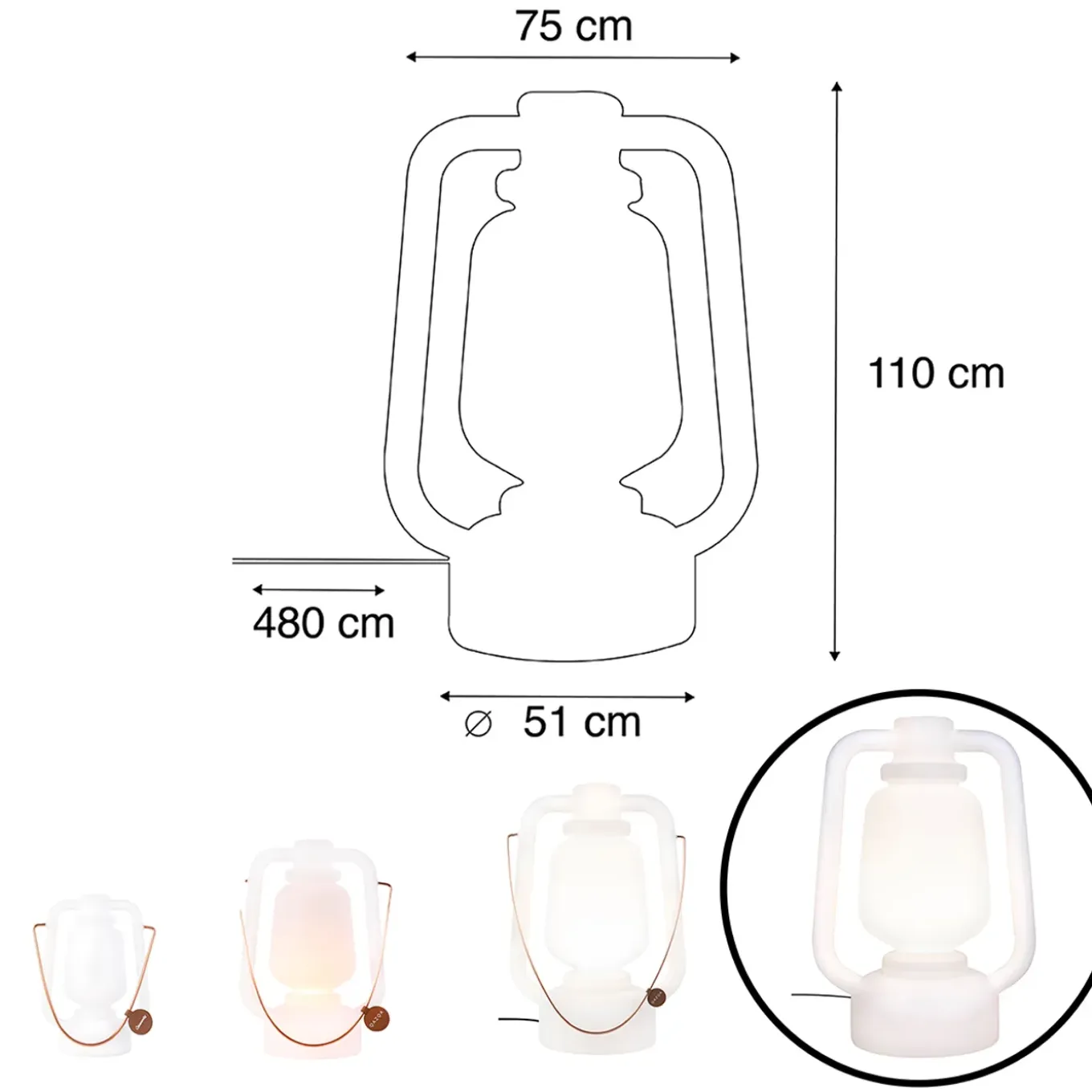 Qazqa Vloerlamp Wit 110 Cm Ip44- Storm Extra Large