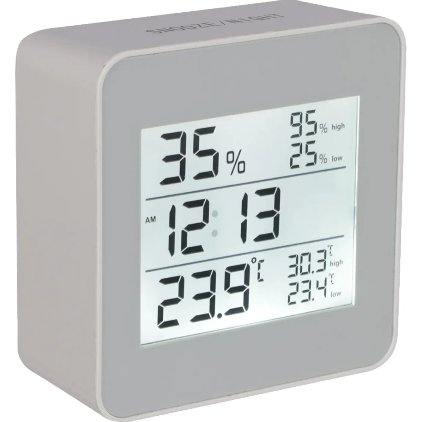 Qlink Hygrometer Met Thermometer - Wit - Klok En Wekkerfunctie