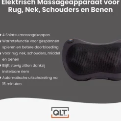 Qlt Elektrisch Massageapparaat Voor Rug, Nek, Schouders En Benen Met Warmtefunctie - Zwart