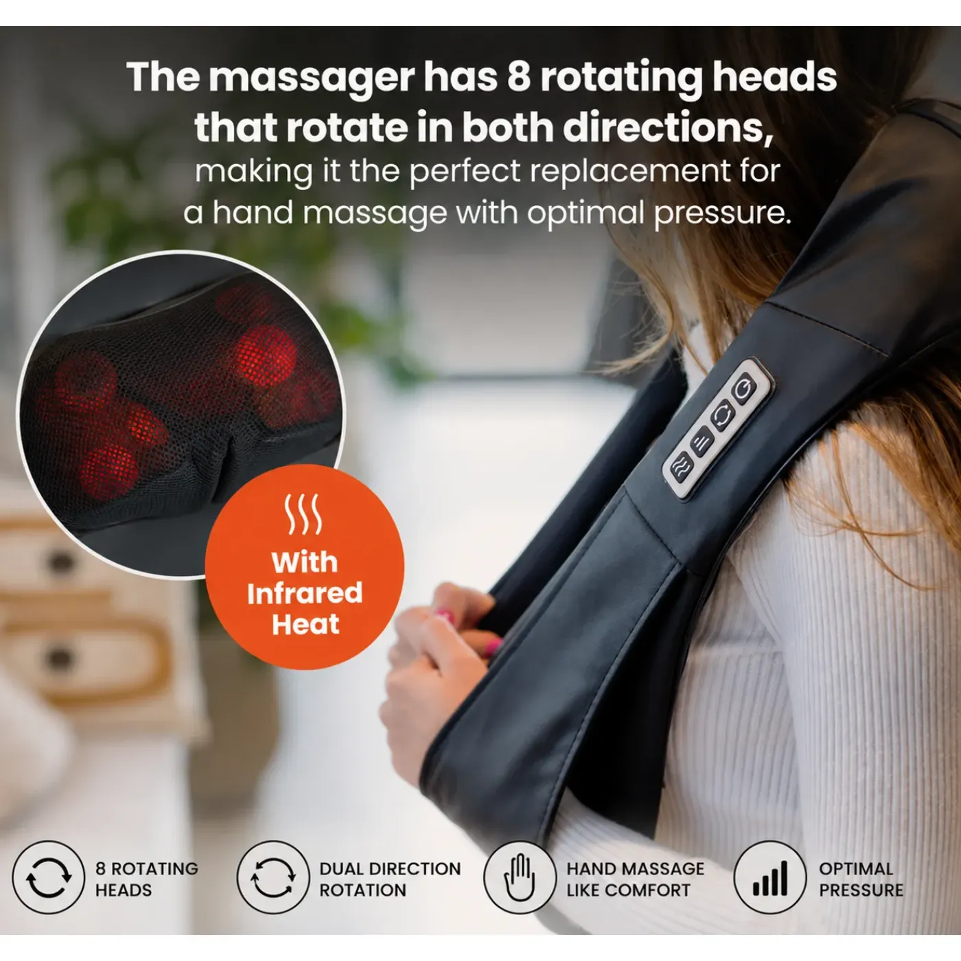 Qlt Elektrisch Nekmassage Apparaat Met Infrarood En Shiatsu