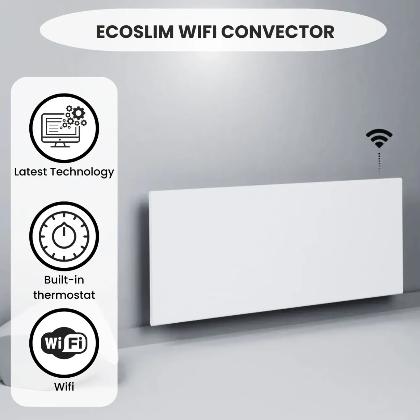 Quality Heating – Convector Eco Slim – Wifi – 1500w – 85x40 Cm – Wit