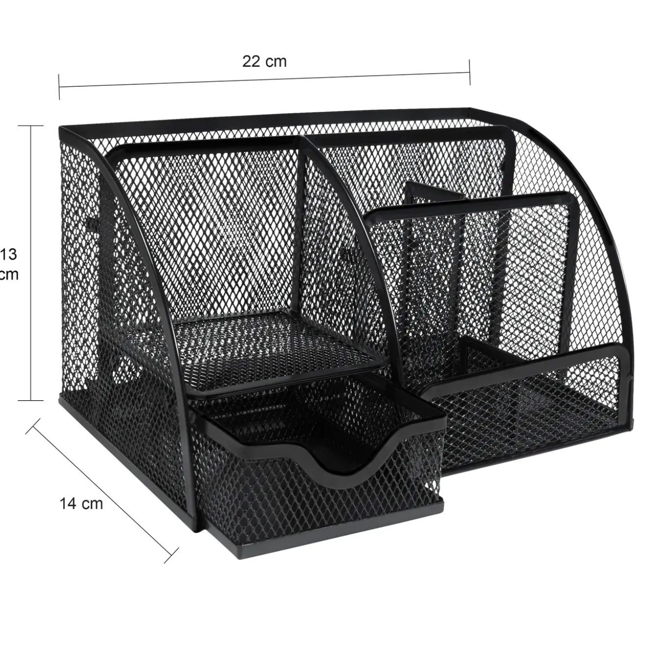 Quvio Bureau Organizer 5 Vakken + 1 Lade + 1 Plankje Met Gaas - Zwart
