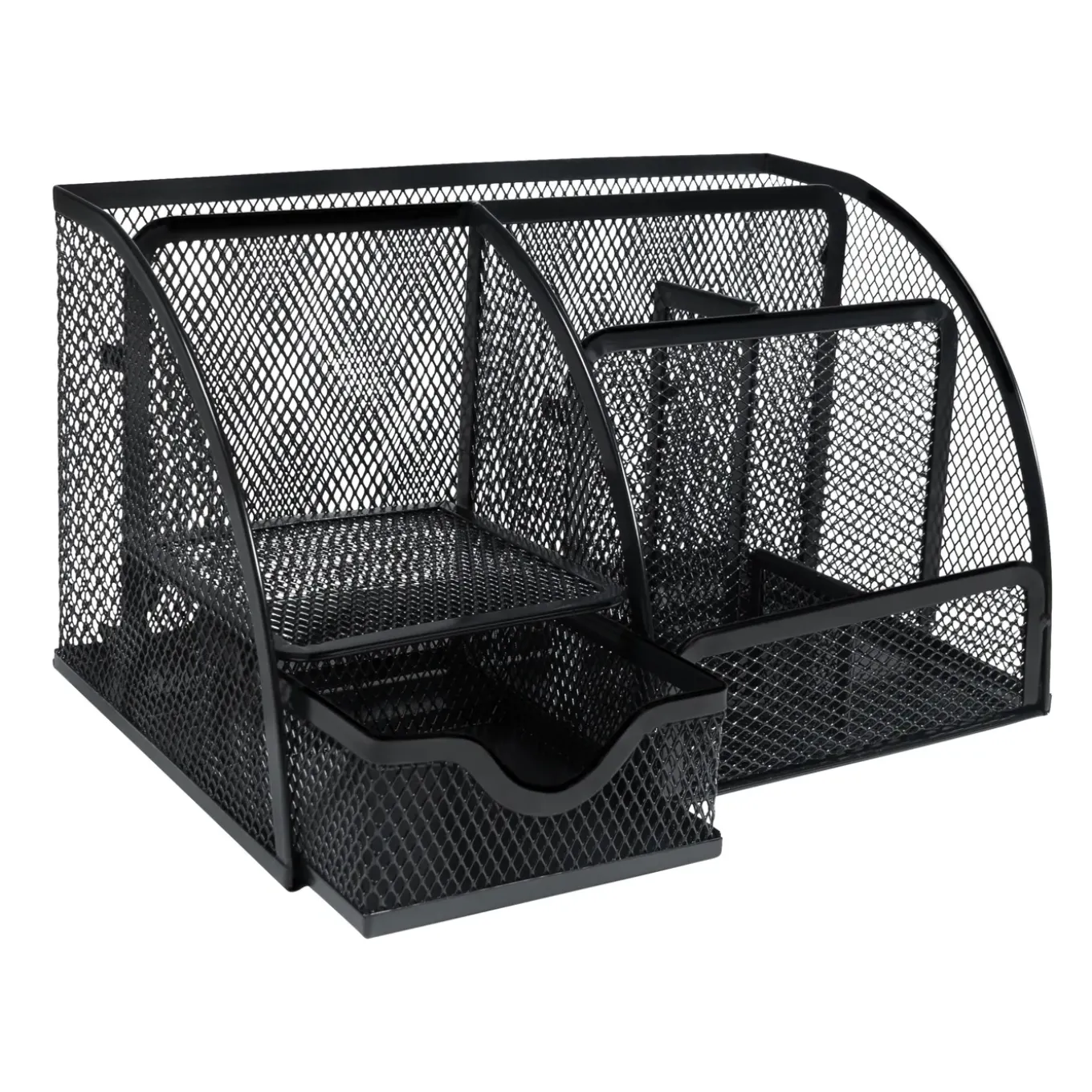 Quvio Bureau Organizer 5 Vakken + 1 Lade + 1 Plankje Met Gaas - Zwart