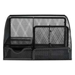 Quvio Bureau Organizer 5 Vakken + 1 Lade + 1 Plankje Met Gaas - Zwart