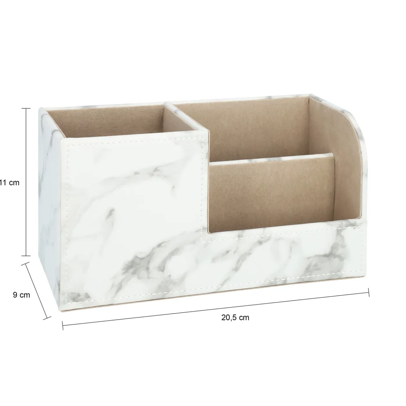 QUVIO Bureau Organzier Met 3 Vakken - Witte Marmer Look