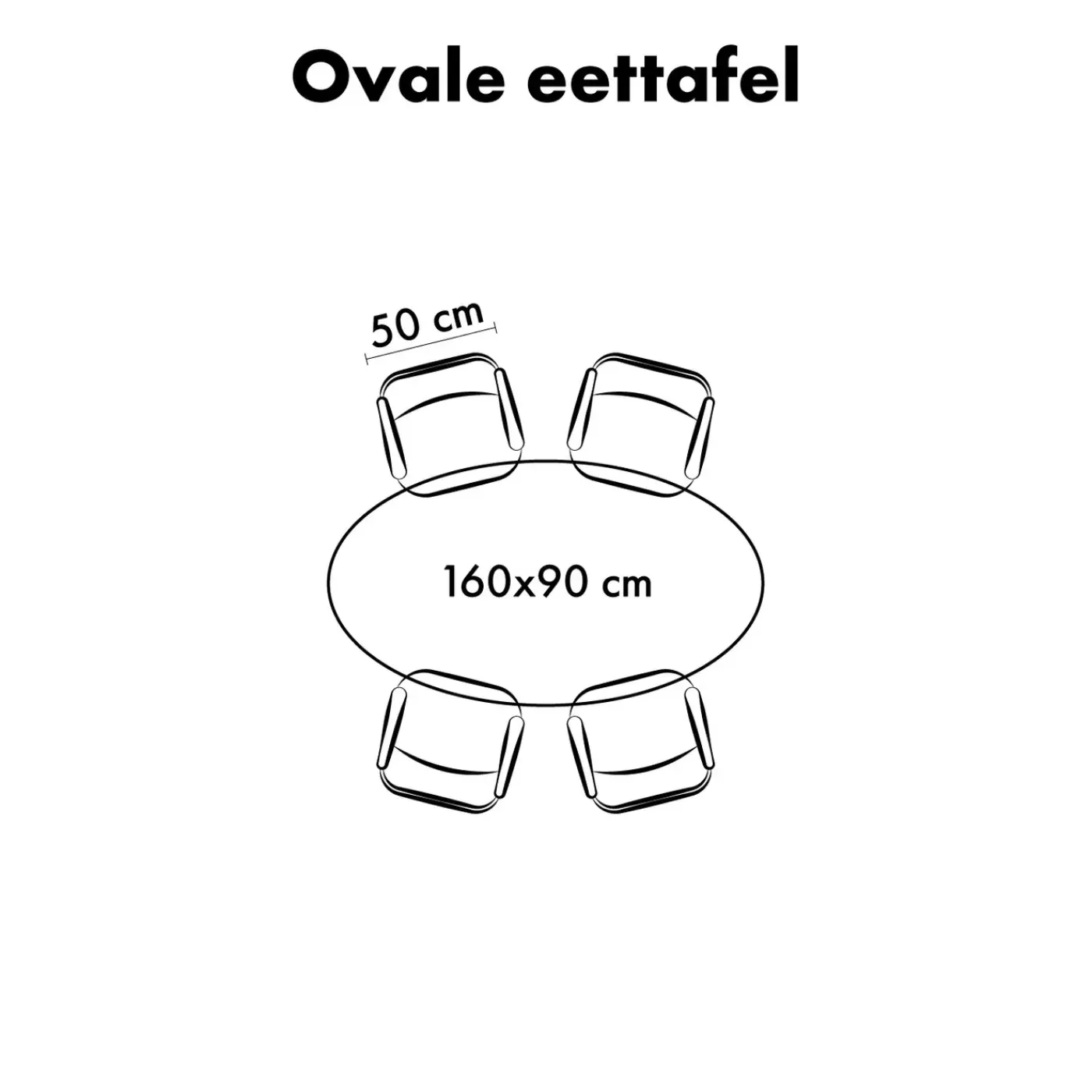 QUVIO Eettafel Sofia– Ovaal – 160x90 Cm – Kruispoot – Bruin