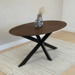 QUVIO Eettafel Sofia– Ovaal – 160x90 Cm – Kruispoot – Bruin
