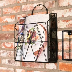 Quvio Tijdschriften Houder Wandmontage Metaal - Zwart