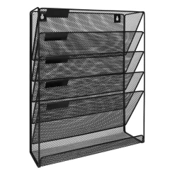Quvio Tijdschriftenhouder Wand Met 5 Lagen - 32,5 X 10,5 X 40,5 - Mesh - Zwart