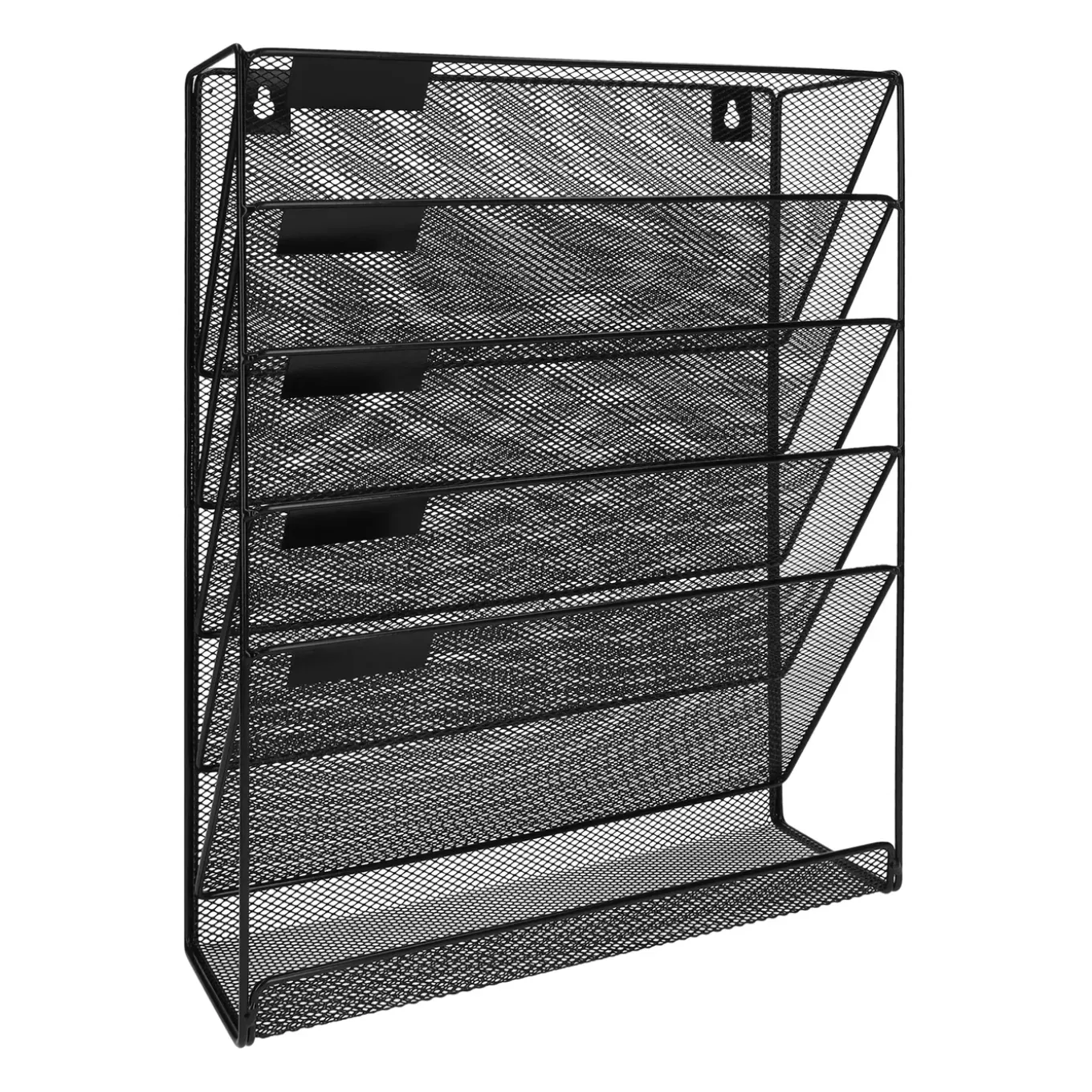 Quvio Tijdschriftenhouder Wand Met 5 Lagen - 32,5 X 10,5 X 40,5 - Mesh - Zwart