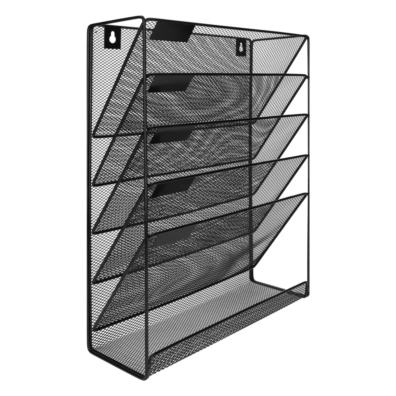 Quvio Tijdschriftenhouder Wand Met 5 Lagen - 32,5 X 10,5 X 40,5 - Mesh - Zwart