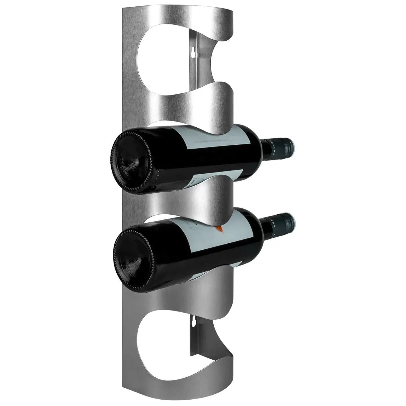 QUVIO Wand Wijnrek Voor 4 Flessen, Aluminium - Zilver