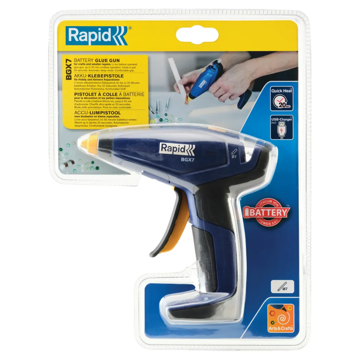 Rapid Lijmpistool BGX7 - 7mm - Accu 3,6V