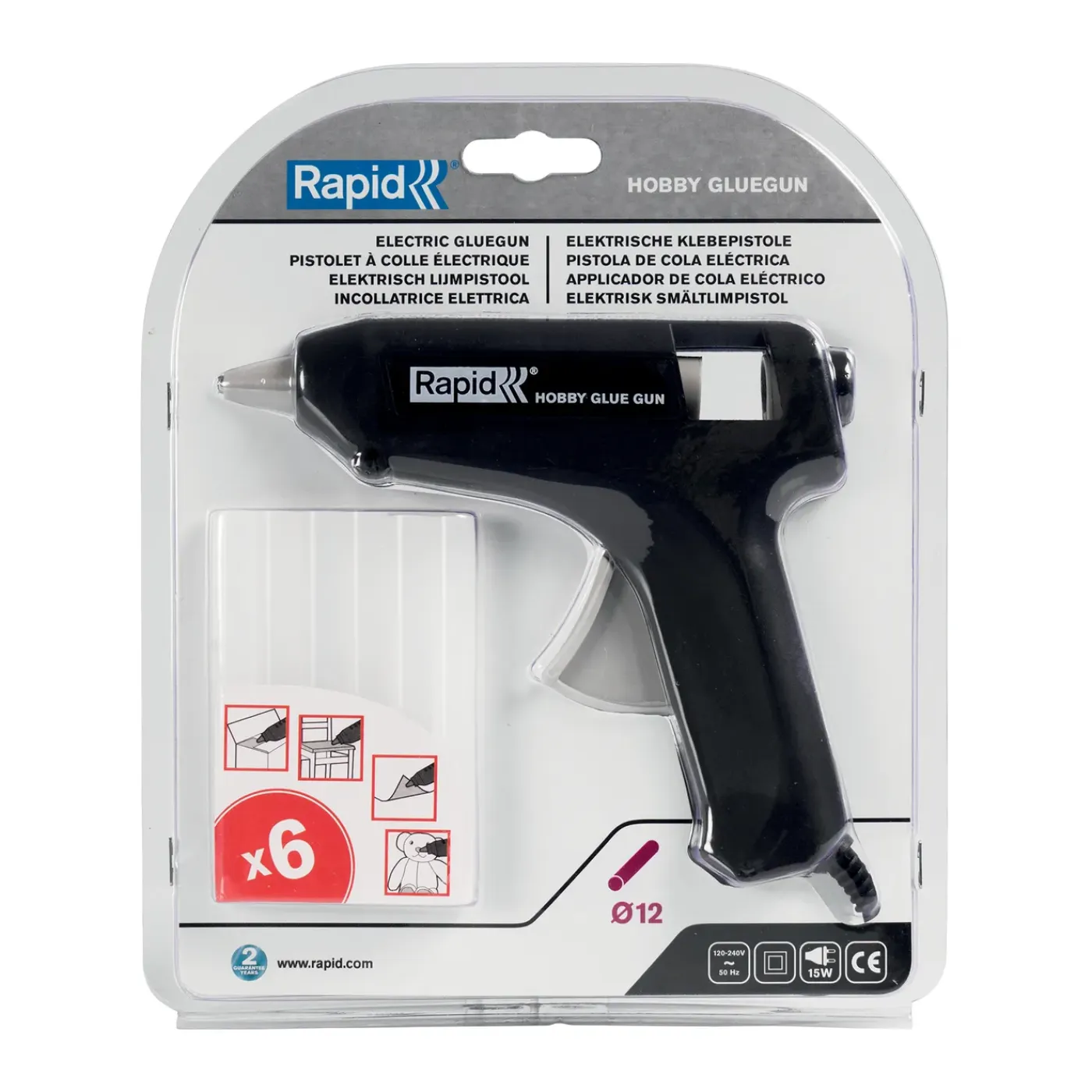 Rapid Lijmpistool Hobby - 12mm - Snoer - Incl. 6 Patronen