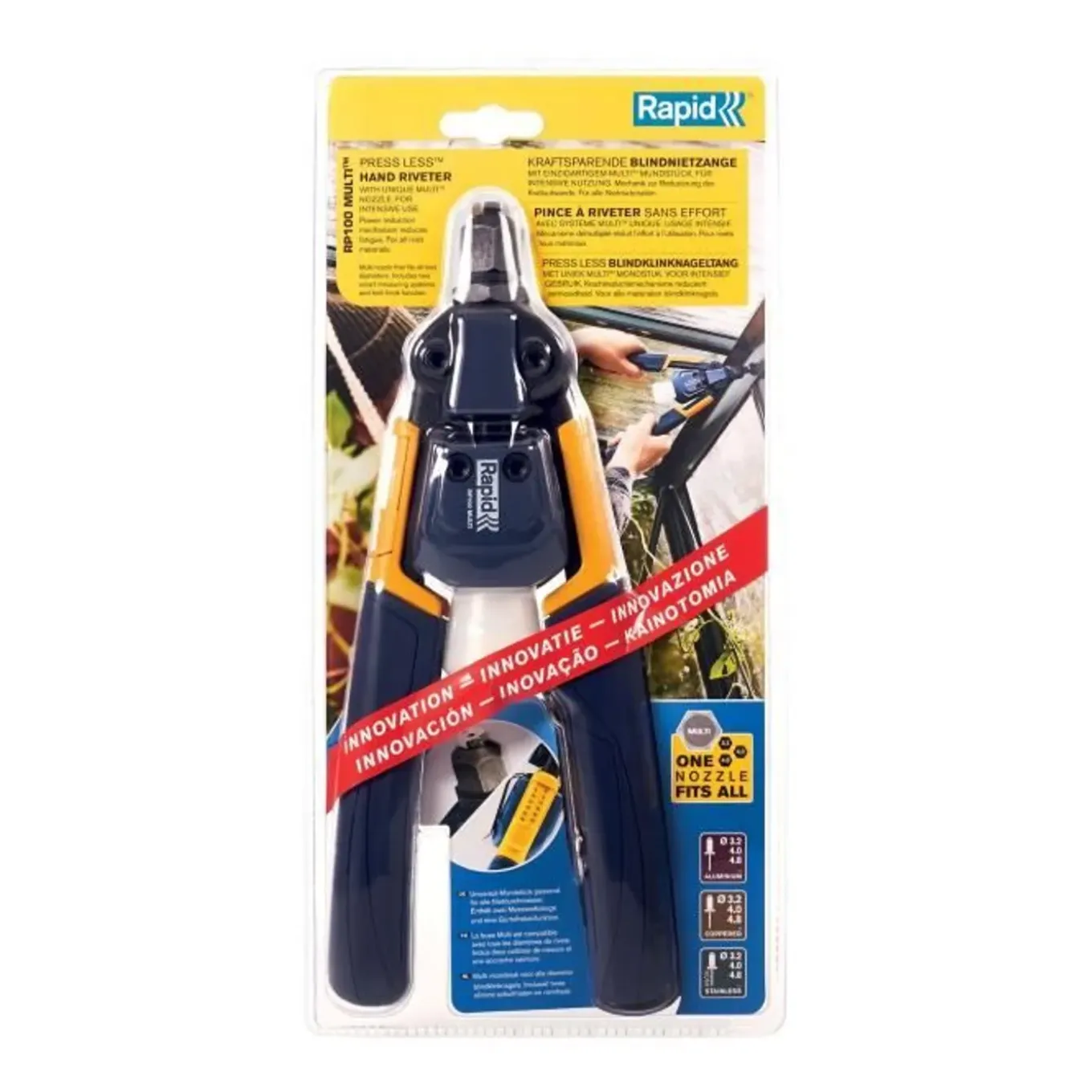 Rapid Rp100 Multi Meervoudige Klinknageltang Diam.3,2 Tot 4,8 Mm Blauw