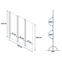 Rea Bad Scherm Agat 120 Chroom 1,8x120x140cm