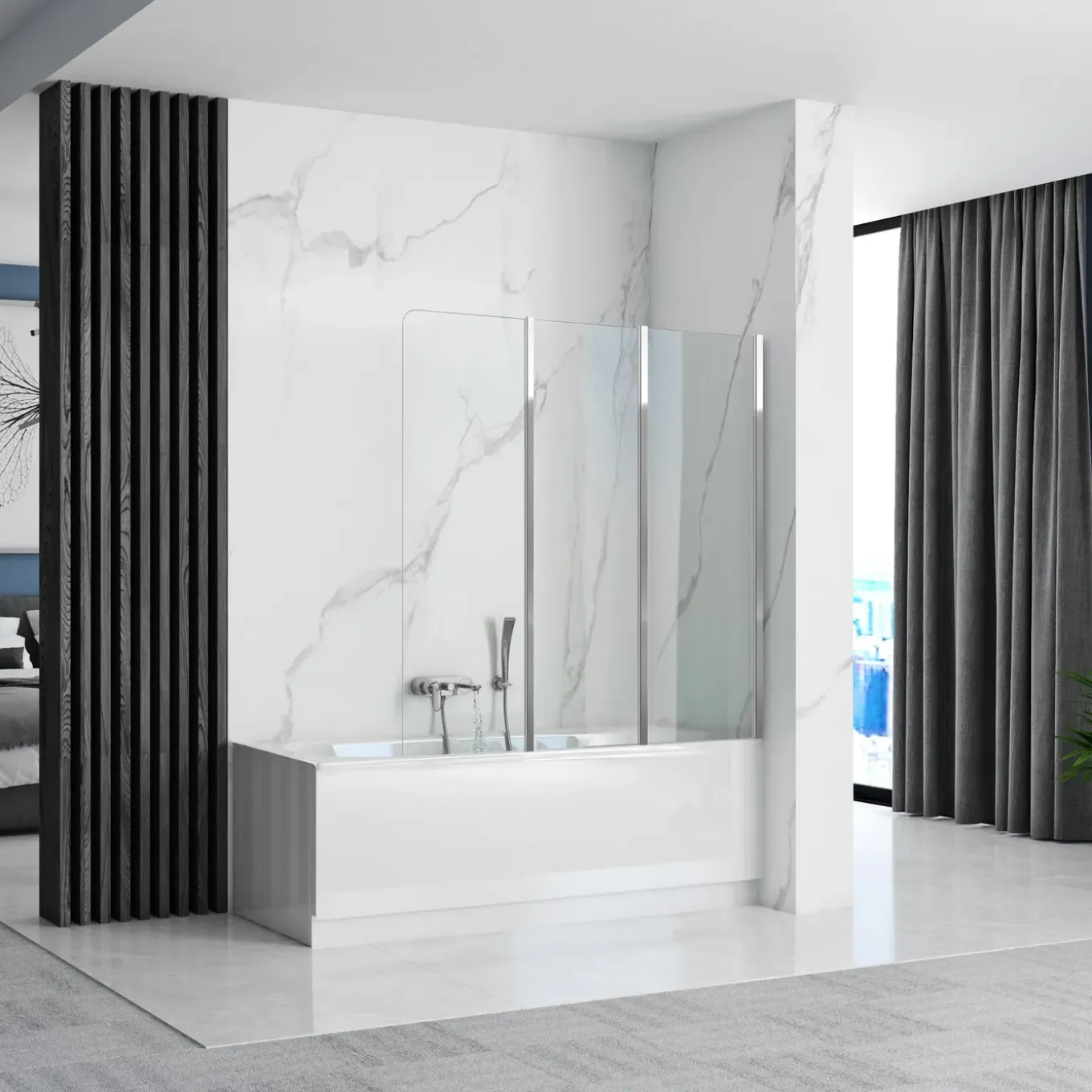 Rea Bad Scherm Agat 120 Chroom 1,8x120x140cm