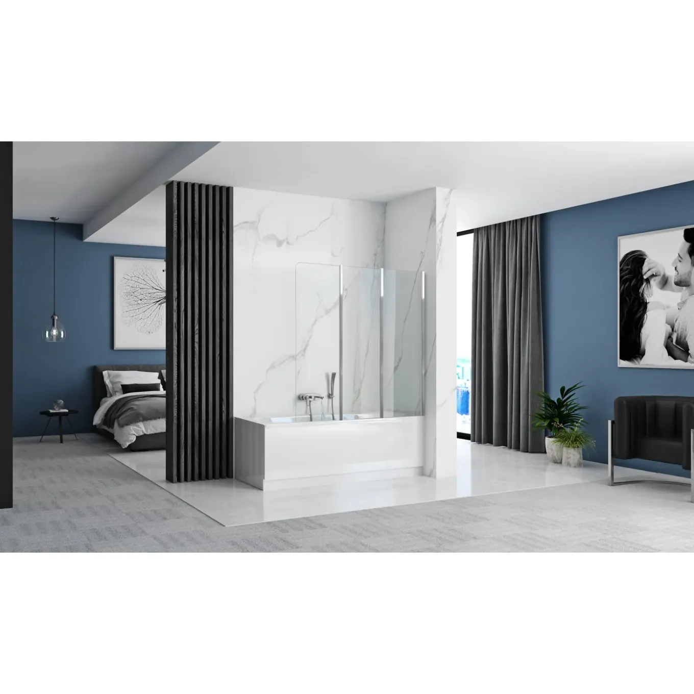 Rea Bad Scherm Agat 120 Chroom 1,8x120x140cm