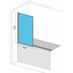 Rea Bad Scherm Lagos-1 80 Zwart 1,8x80x140cm