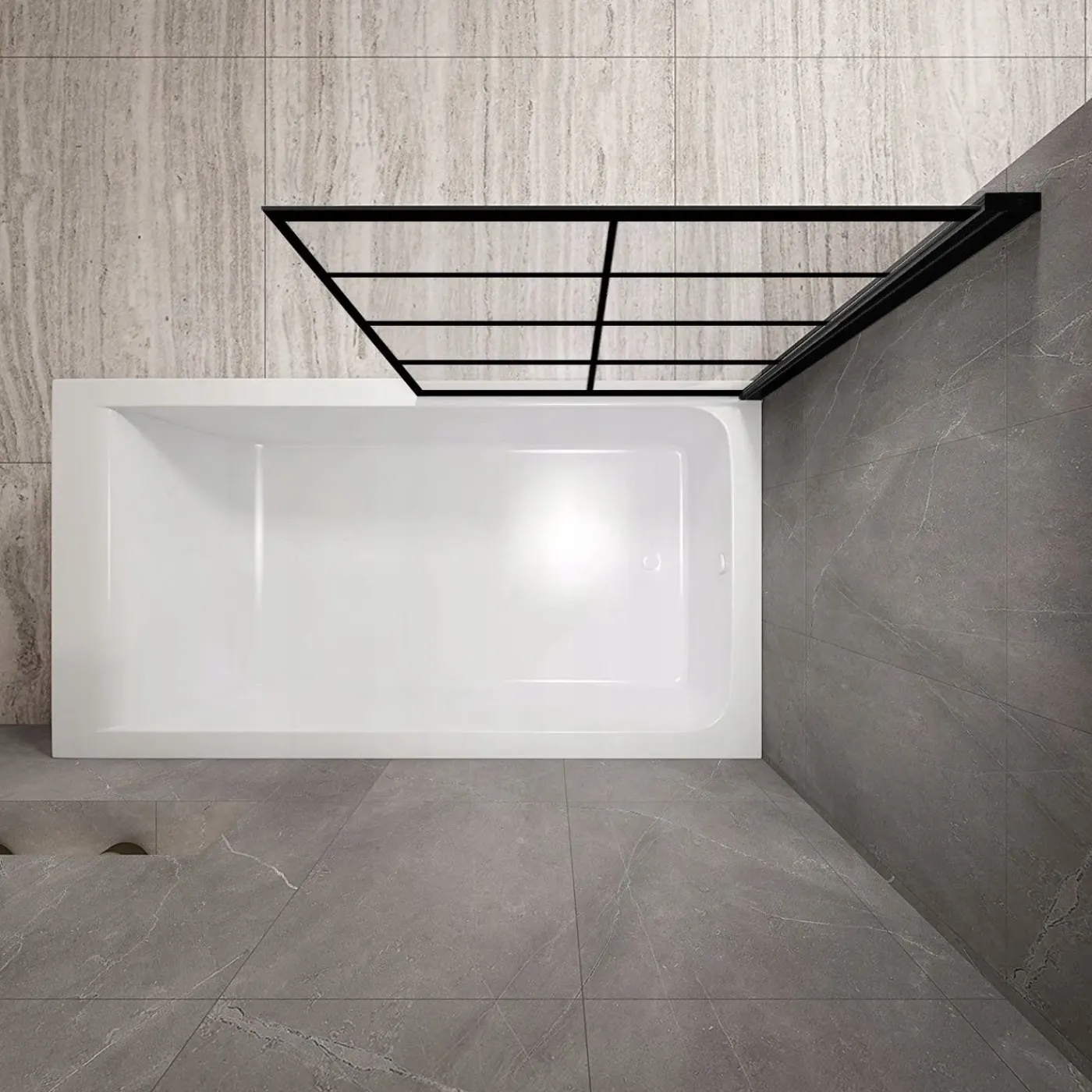 Rea Bad Scherm Lagos-1 80 Zwart 1,8x80x140cm