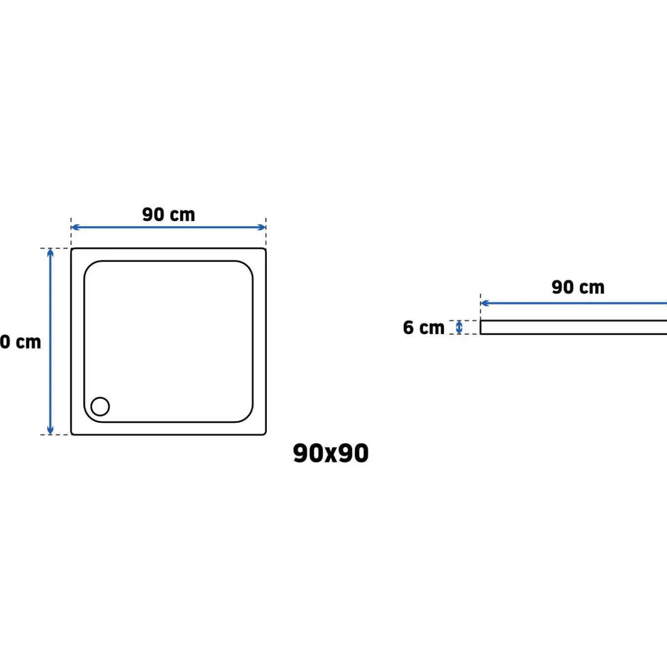 Rea Douchebak Savoy 90x90 Wit 90x906cm