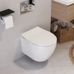 Rea Hangende Toilet Carlo Mini Flat Wit + Bidet Carlo Mini 49,5x37x32cm