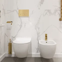 Rea Hangende Toilet Carter Wit + Bidet Carter Mini 49,5x36,5x32,5cm