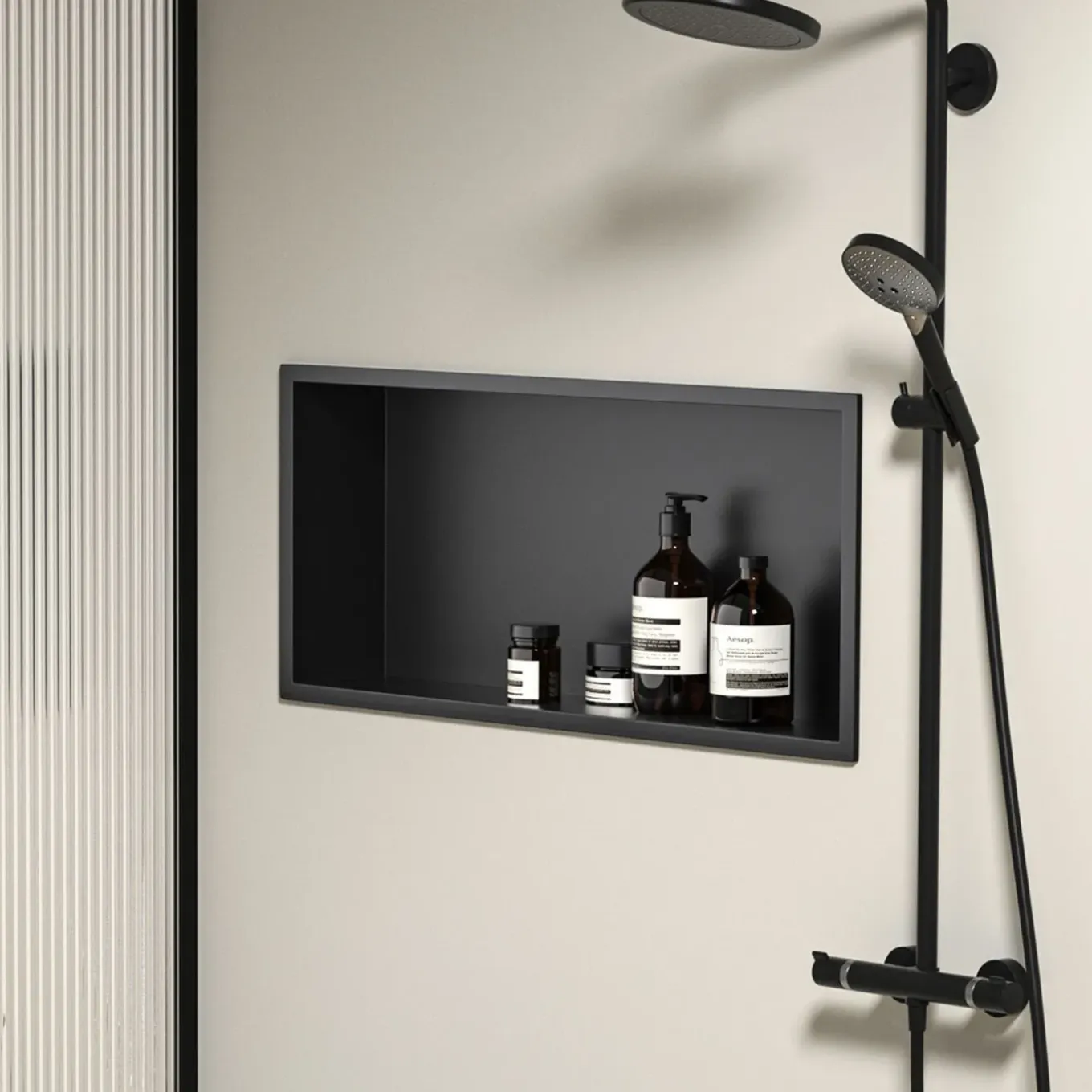 Rea Nische Badkamerplank 6 30x60x10 Zwart 10x60x30cm