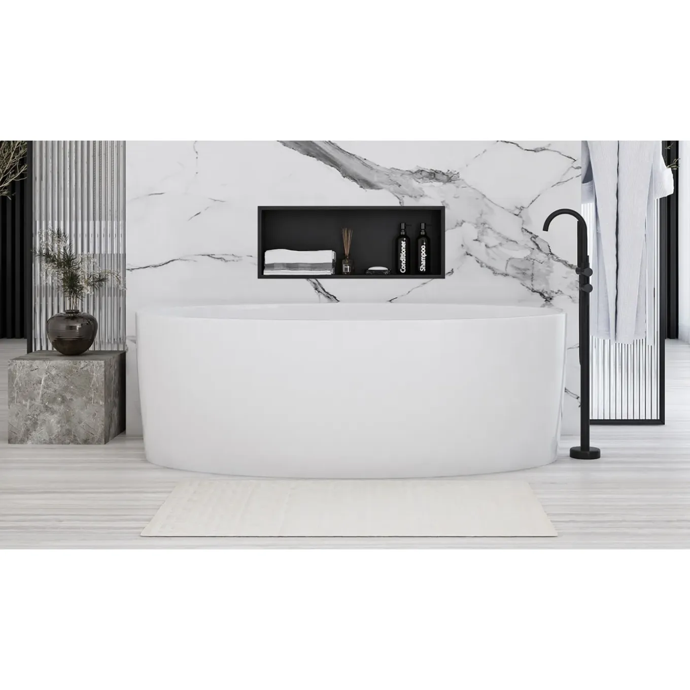 Rea Nische Badkamerplank 6 30x60x10 Zwart 10x60x30cm
