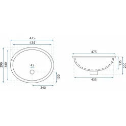 Rea Onderbouw Wastafel Nel Oval Wit 47,5x39x20cm