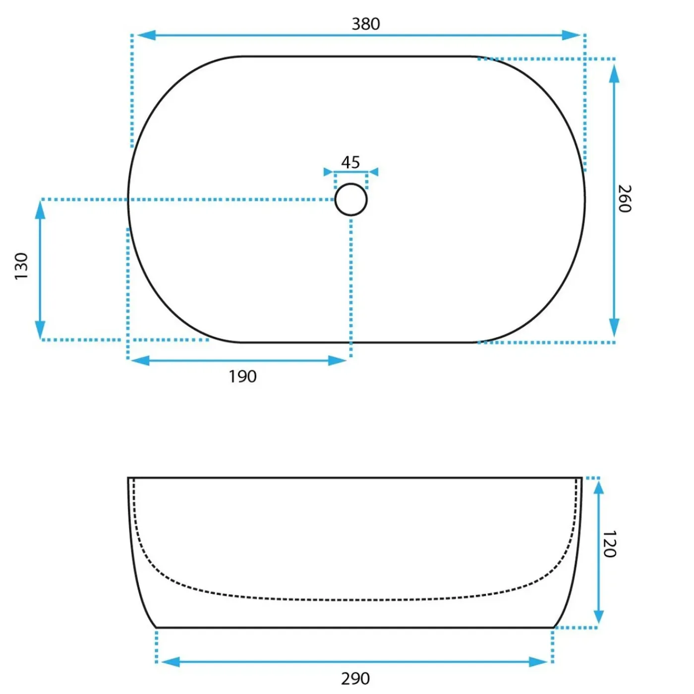 Rea Opzetwastafel Amelia Mini Oval Wit 38x26x12cm