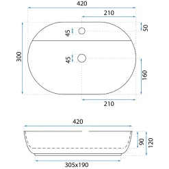 Rea Opzetwastafel Aura 42 Oval Wit 42x30x12cm