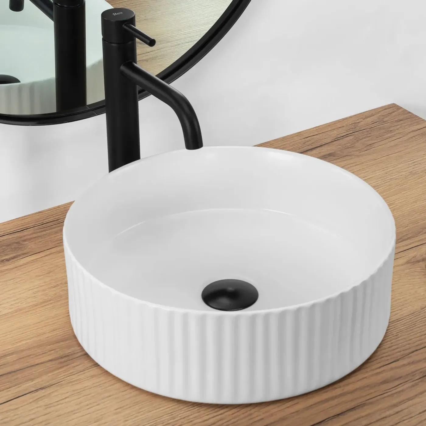 Rea Opzetwastafel Delia Round Wit 36x36x11cm